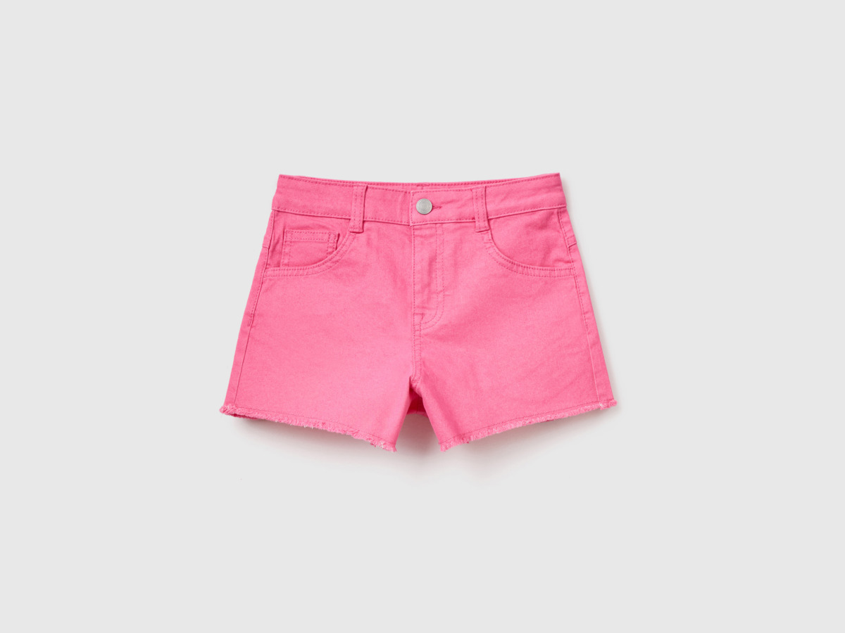 United Colors Of Frayed Shorts With High Waistband Pink Female Benetton Womens SHORTS GOOFASH