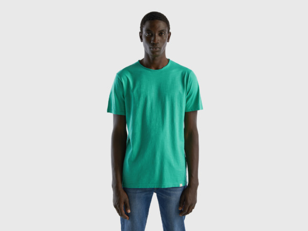 United Colors Of Green T-Shirt Made Of Flamed Green Paint Benetton Man Mens T-SHIRTS GOOFASH