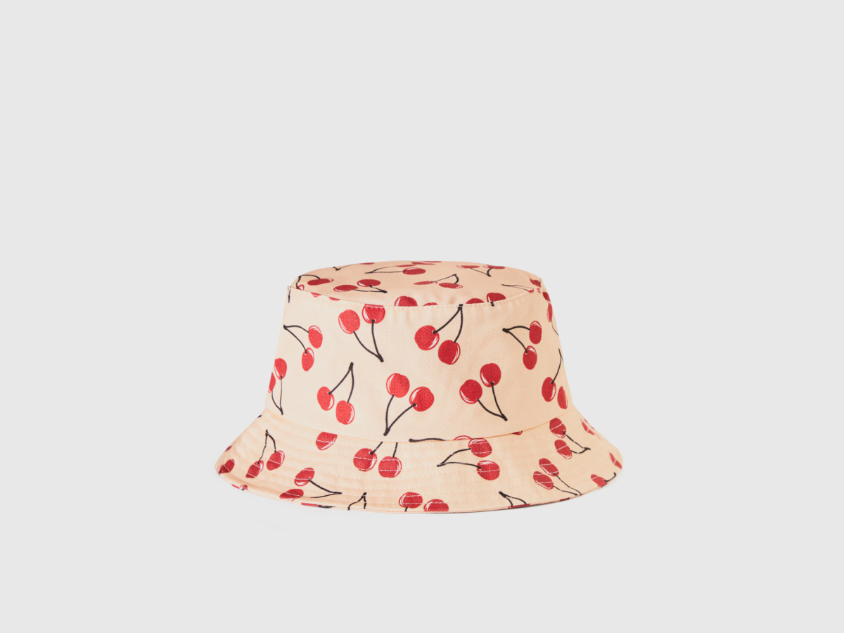 United Colors Of Hat In Light Pink With Cherry Pattern Os Delicate Pink Female Benetton Womens HATS GOOFASH