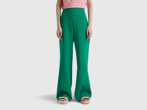United Colors Of Impact Trousers With Side Zipper Green Female Benetton Womens TROUSERS GOOFASH