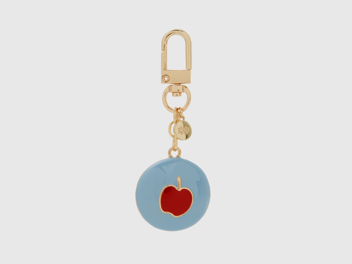 United Colors Of Keychain With Apple Charm In Sky Blue Os Pale Blue Female Benetton Womens JEWELRY GOOFASH