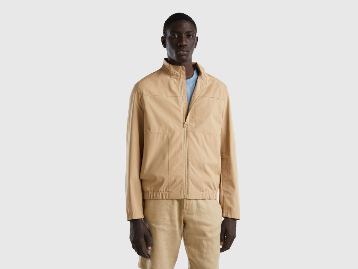 United Colors Of Light Anorak With Zipper Beige Male Benetton Mens JACKETS GOOFASH