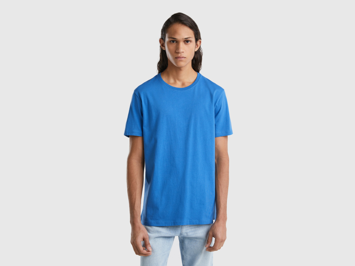 United Colors Of Light Blue T-Shirt Light Blue Male Benetton Mens T-SHIRTS GOOFASH