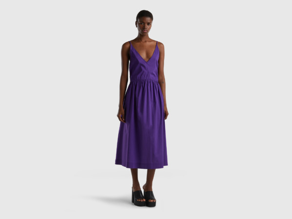United Colors Of Light Dress With V-Neck Purple Female Benetton Womens DRESSES GOOFASH
