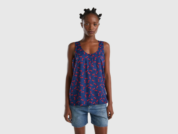 United Colors Of Light Top With Pattern Dark Blue Female Benetton Womens TOPS GOOFASH