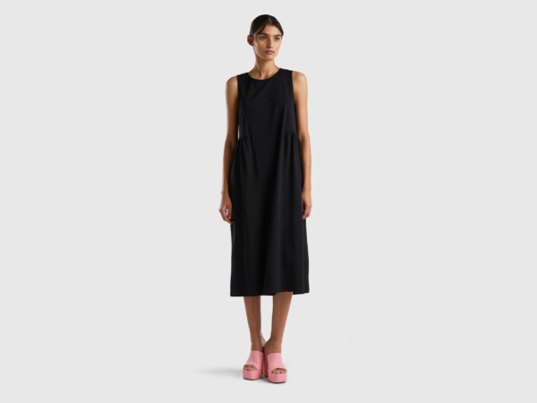 United Colors Of Long Sleeveless Dress Black Female Benetton Womens DRESSES GOOFASH