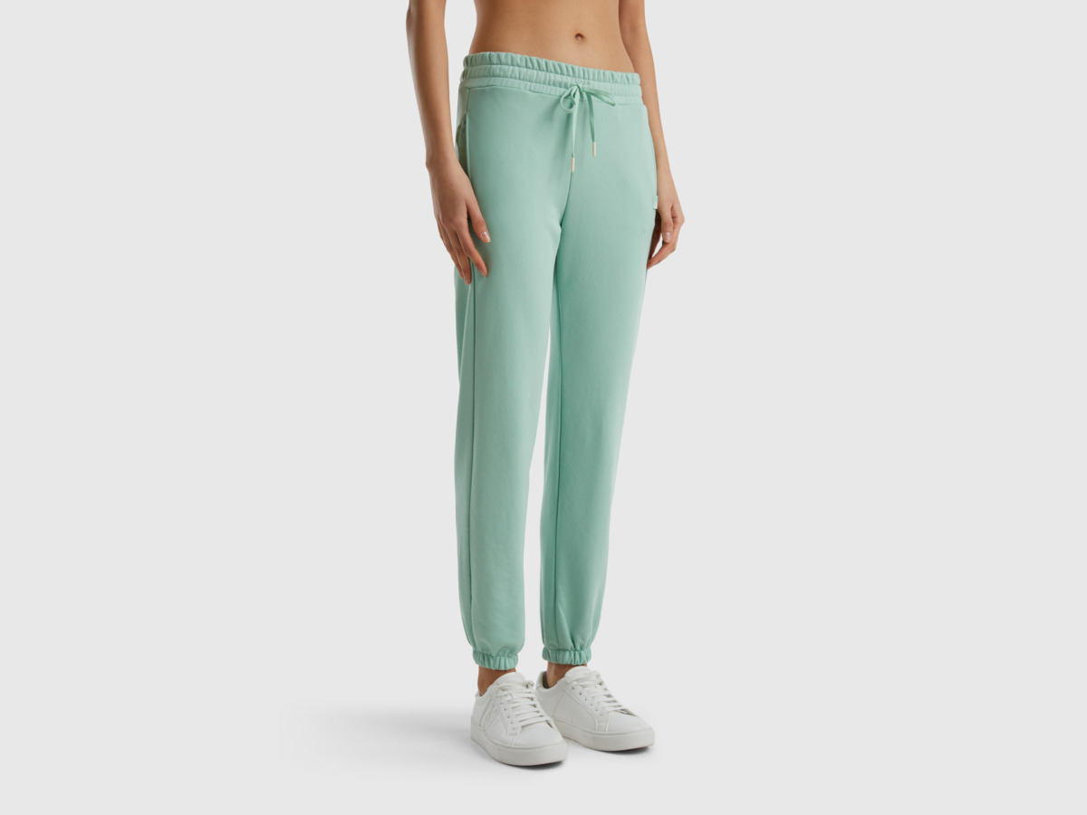 United Colors Of Loose Fit Pants Made Of Sweaty Light Green Female Benetton Womens TROUSERS GOOFASH