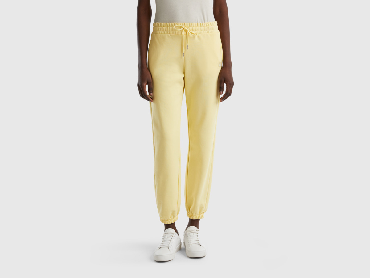 United Colors Of Loose Fit Pants Made Of Sweaty Yellow Female Benetton Womens TROUSERS GOOFASH