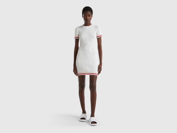 United Colors Of Mini Knitting Dress In Cream White Cream White Female Benetton Womens DRESSES GOOFASH