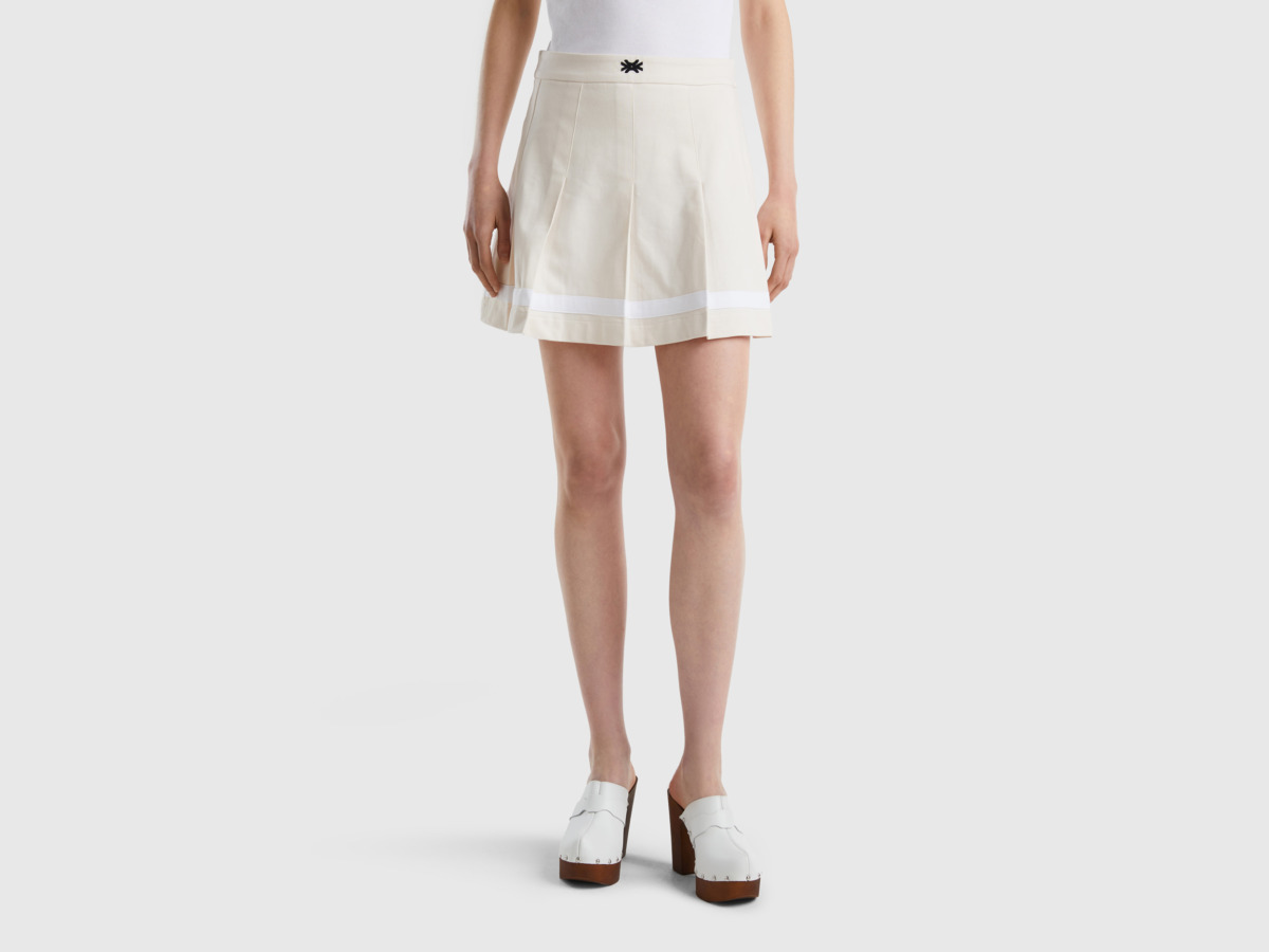 United Colors Of Mini Wrinkle Skirt In Cream White Cream White Female Benetton Womens SKIRTS GOOFASH