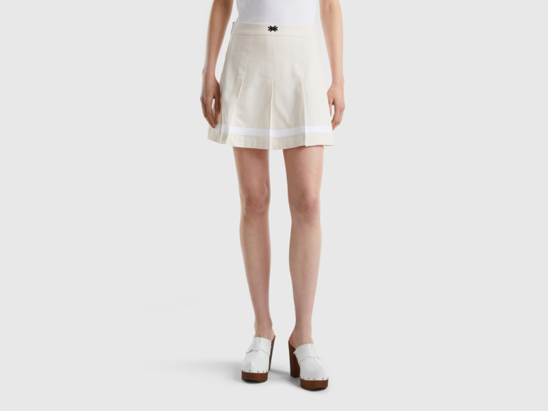 United Colors Of Mini Wrinkle Skirt In Cream White Cream White Female Benetton Womens SKIRTS GOOFASH
