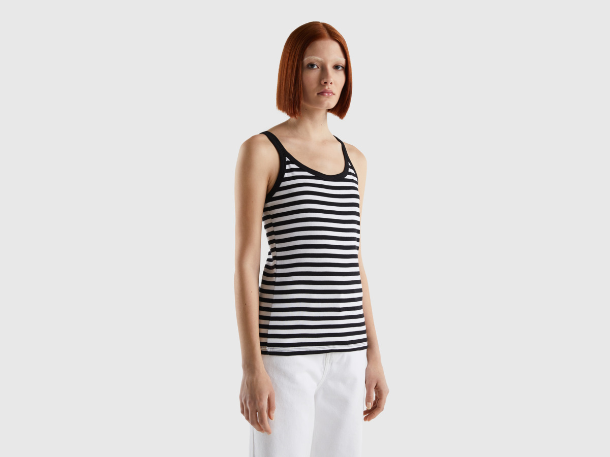 United Colors Of Online Exclusive Top Made Of With Black Stripes Black Female Benetton Womens TOPS GOOFASH