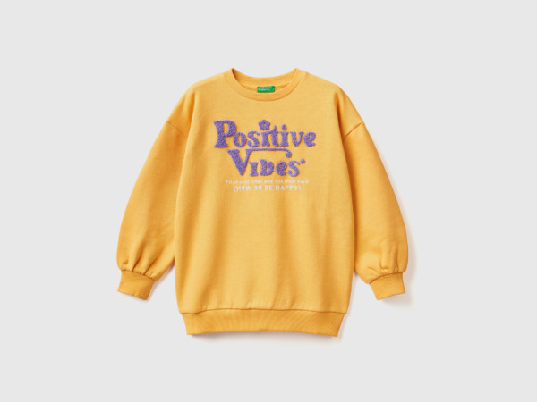 United Colors Of Over Sweatshirt With Embroidery Yellow Female Benetton Womens SWEATERS GOOFASH