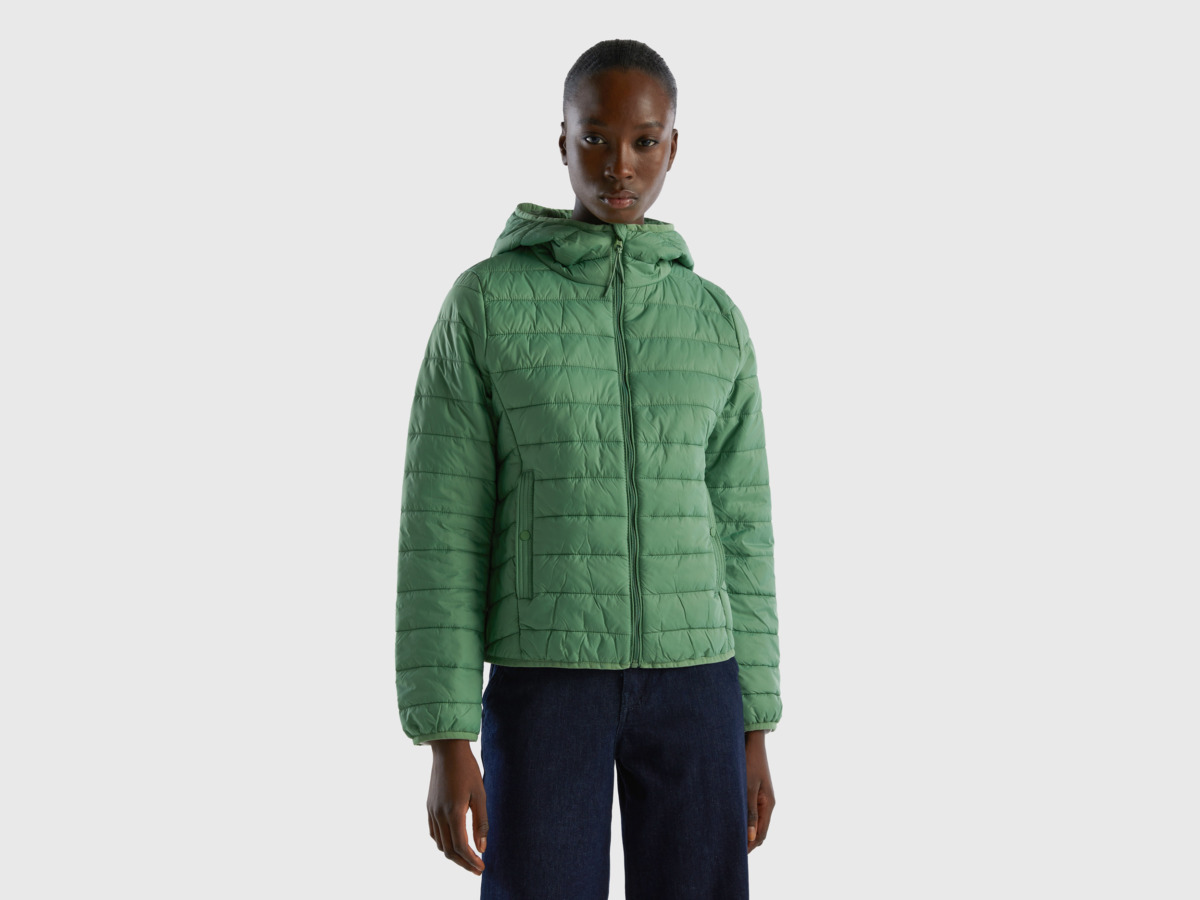United Colors Of Padded Jacket With Padding Made Of Recycled Green Female Benetton Womens JACKETS GOOFASH