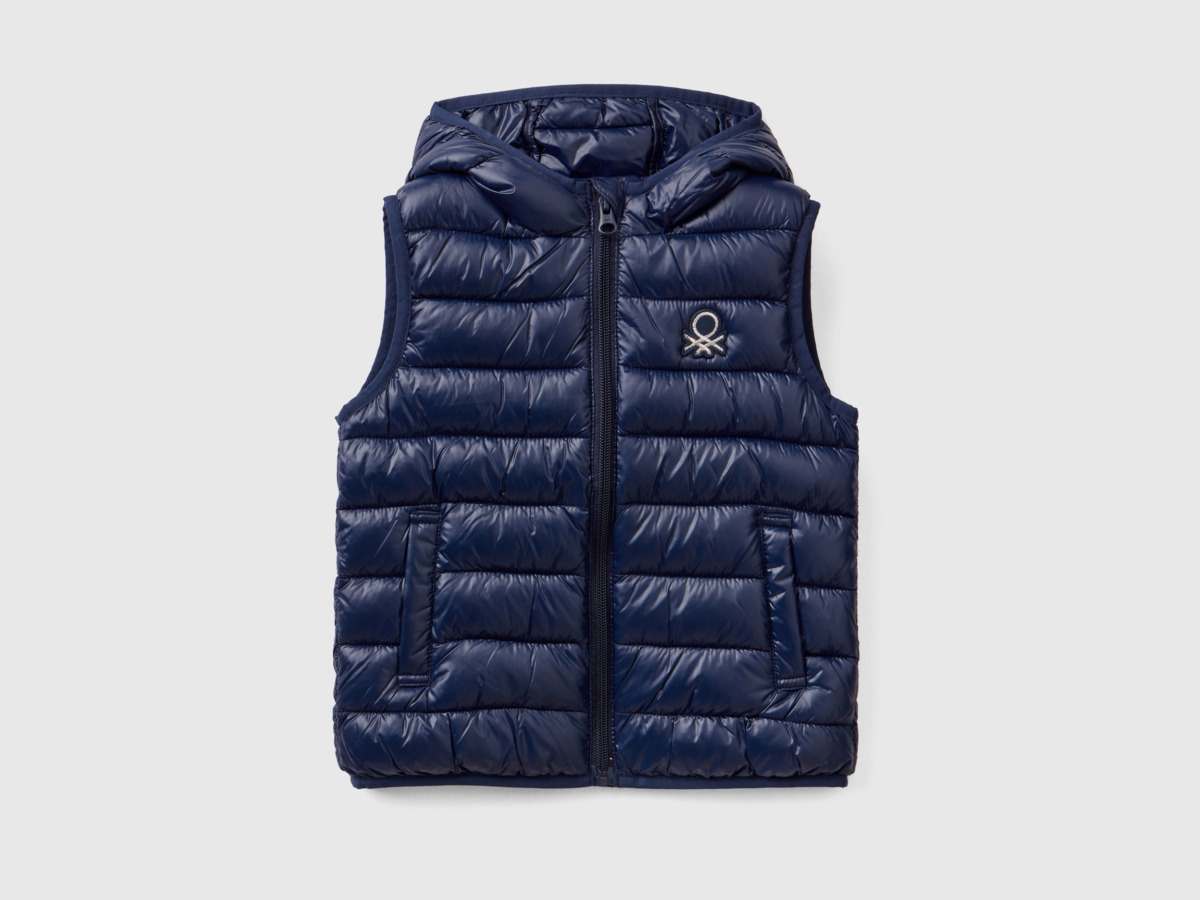 United Colors Of Padded Vest With Hood Dark Blue Female Benetton Womens JACKETS GOOFASH