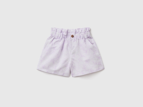 United Colors Of Paperbag Shorts From Linen Mix White Female Benetton Womens SHORTS GOOFASH