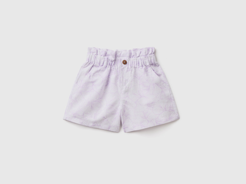 United Colors Of Paperbag Shorts From Linen Mix White Female Benetton Womens SHORTS GOOFASH