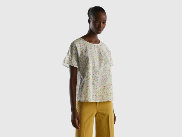 United Colors Of Patterned Blouse Made Of Pure White Female Benetton Womens BLOUSES GOOFASH