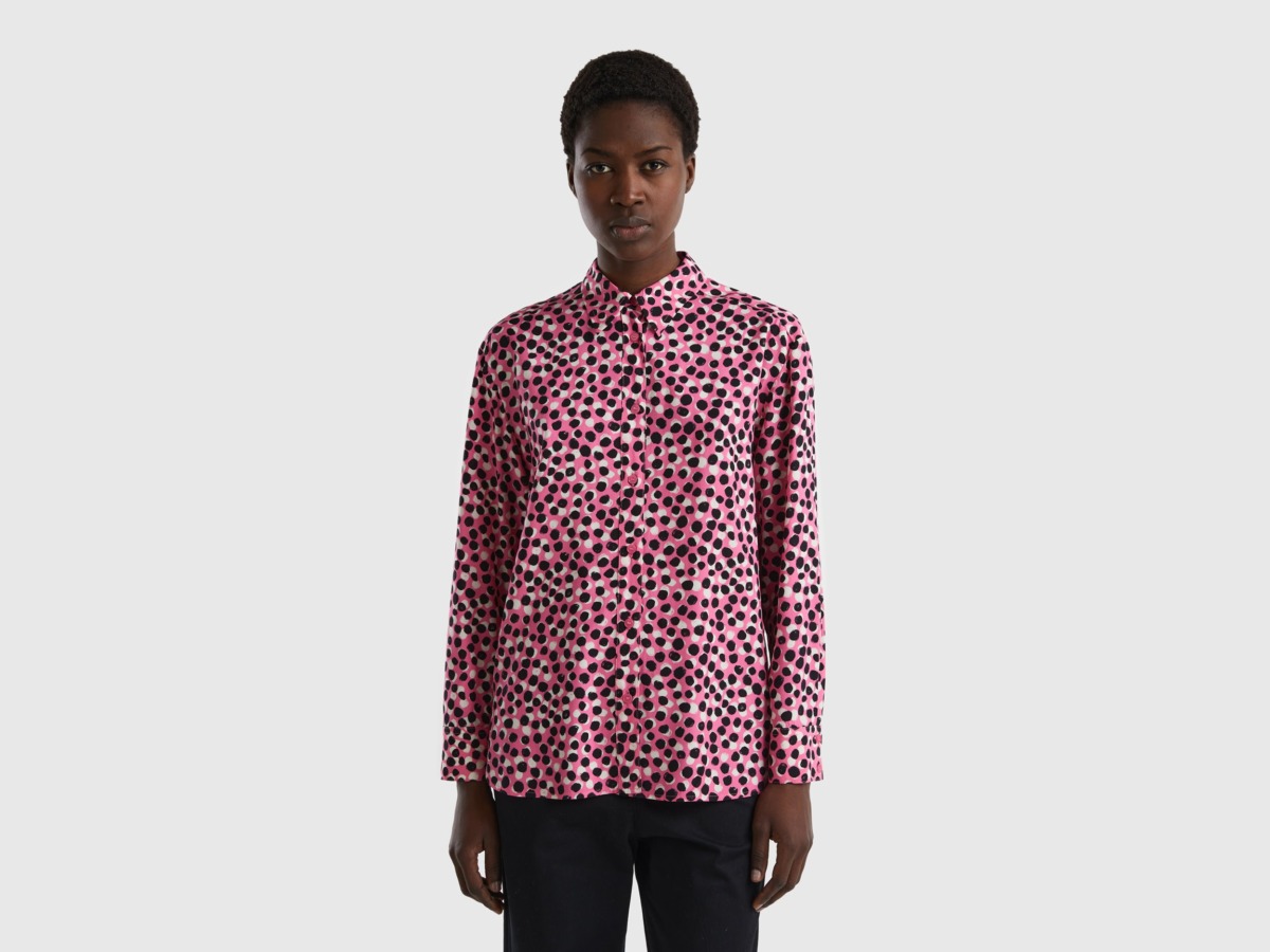 United Colors Of Patterned Blouse Made Of Sustainable Pink Female Benetton Womens BLOUSES GOOFASH