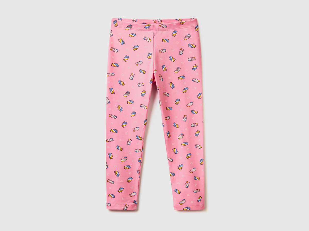 United Colors Of Patterned Leggings Made Of Stretchy Pink Female Benetton Womens LEGGINGS GOOFASH