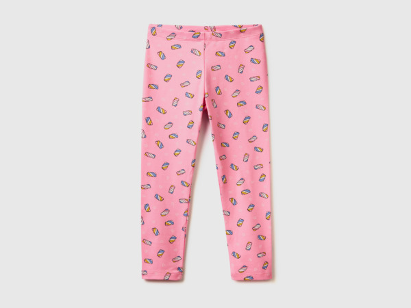 United Colors Of Patterned Leggings Made Of Stretchy Pink Female Benetton Womens LEGGINGS GOOFASH