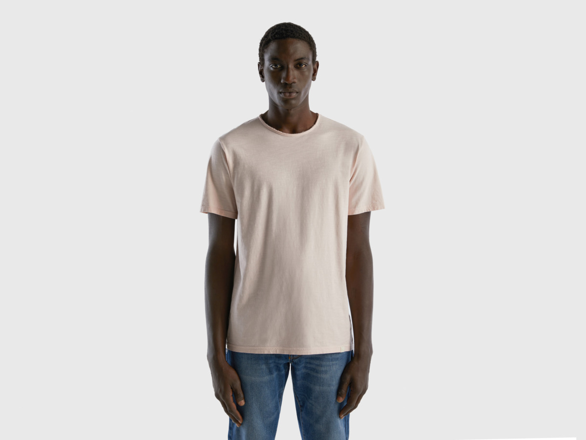 United Colors Of Pink T-Shirt Made Of Flamed Soft Pink Male Benetton Mens T-SHIRTS GOOFASH