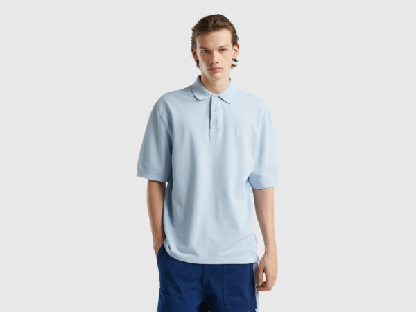 United Colors Of Polo Made Of Organic In Sky Blue Pale Blue Male Benetton Mens POLOSHIRTS GOOFASH