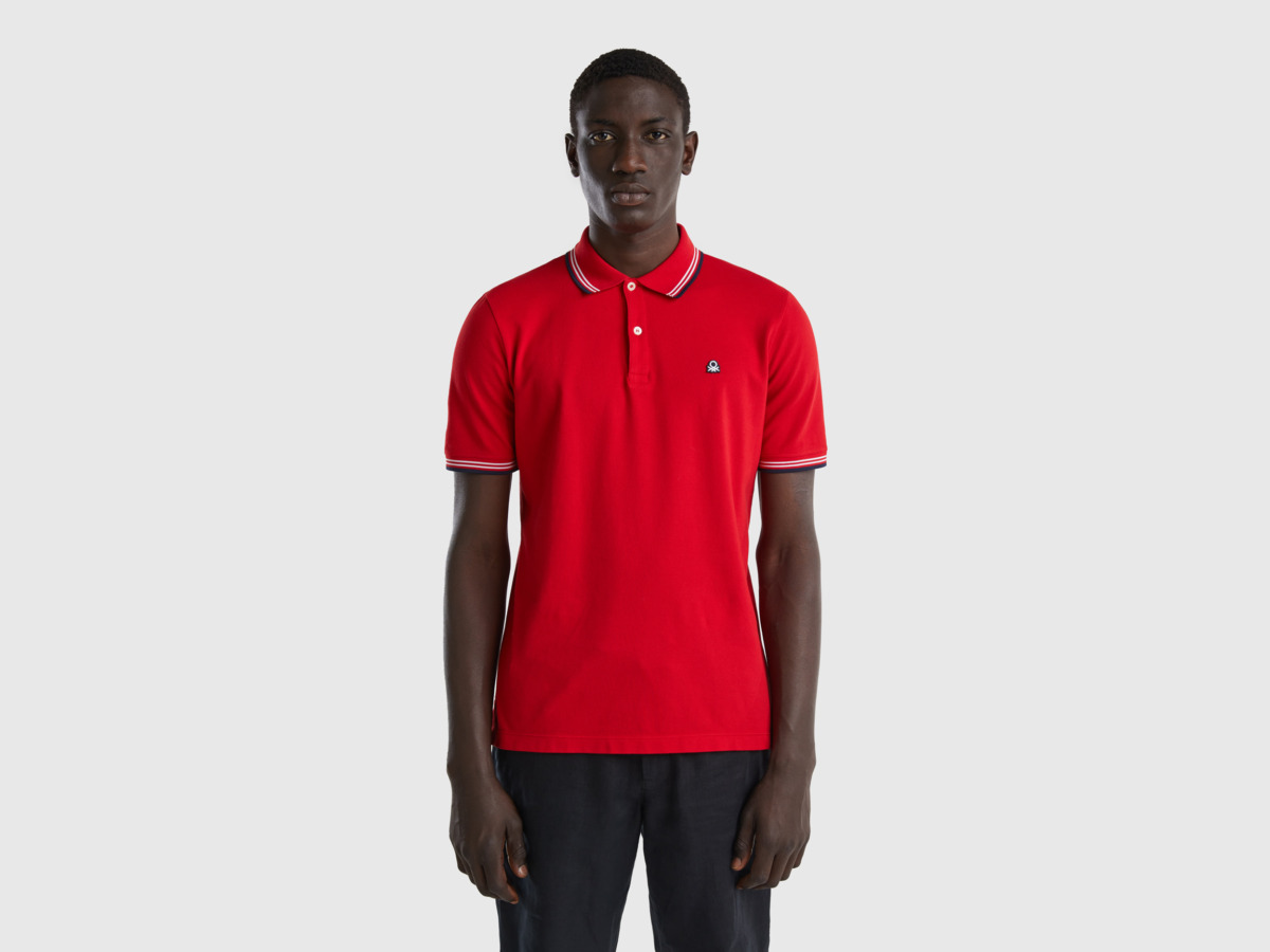 United Colors Of Polo Made Of Stretchy With Short Sleeves Red Paint Benetton Men Mens POLOSHIRTS GOOFASH