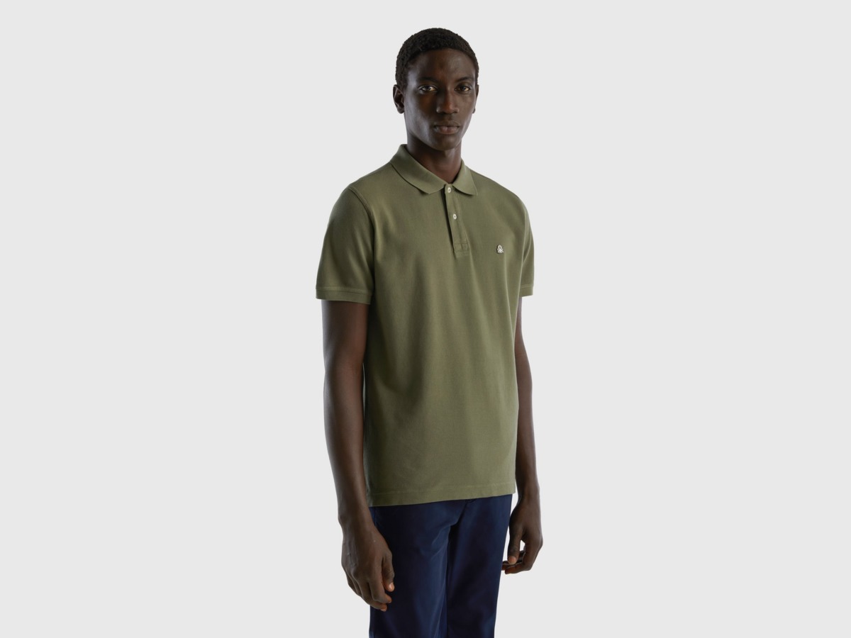 United Colors Of Polo Regular Fit In Green Military Green Male Benetton Mens POLOSHIRTS GOOFASH
