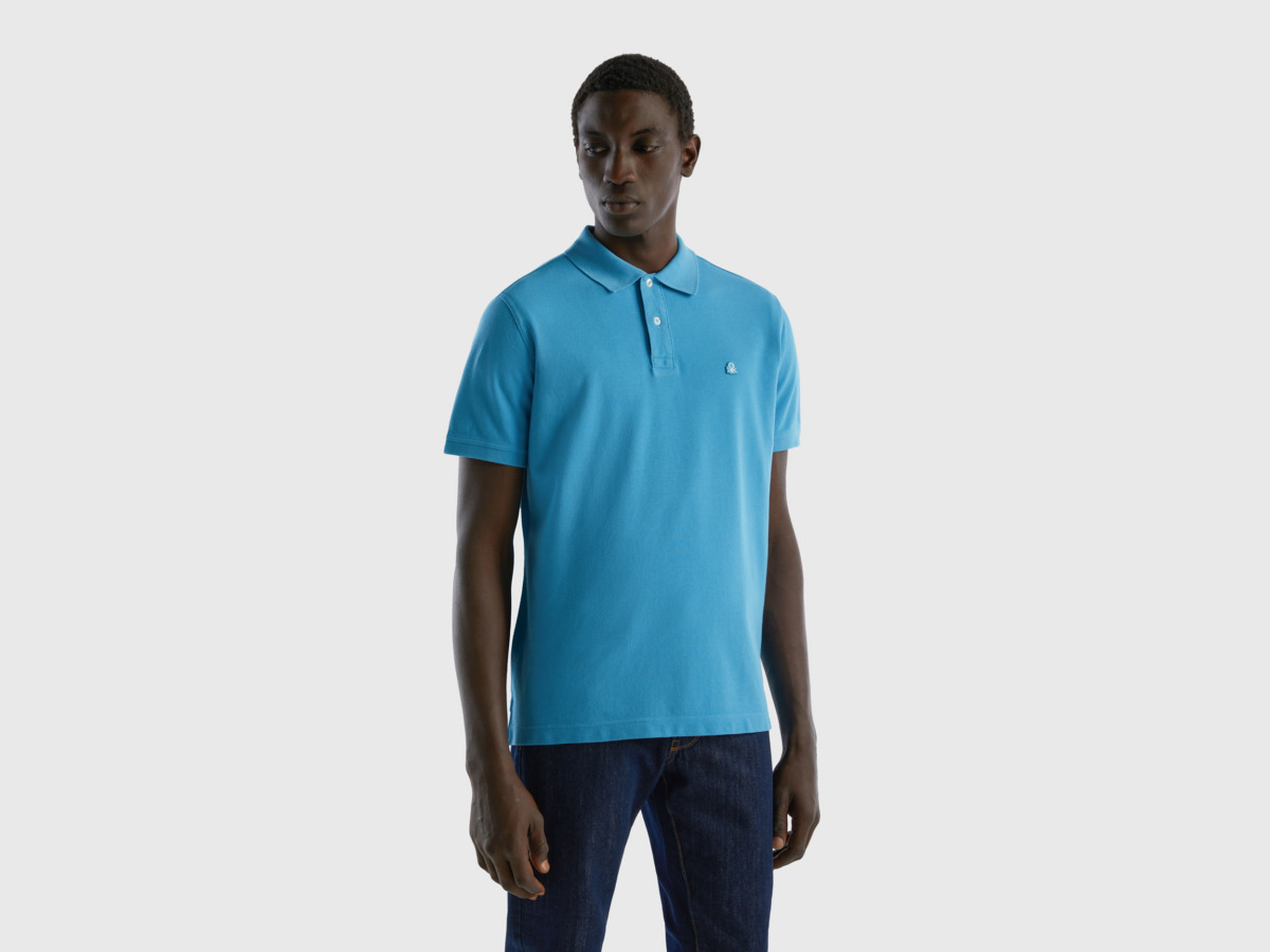 United Colors Of Polo Regular Fit In Light Blue Turquoise Male Benetton Mens POLOSHIRTS GOOFASH