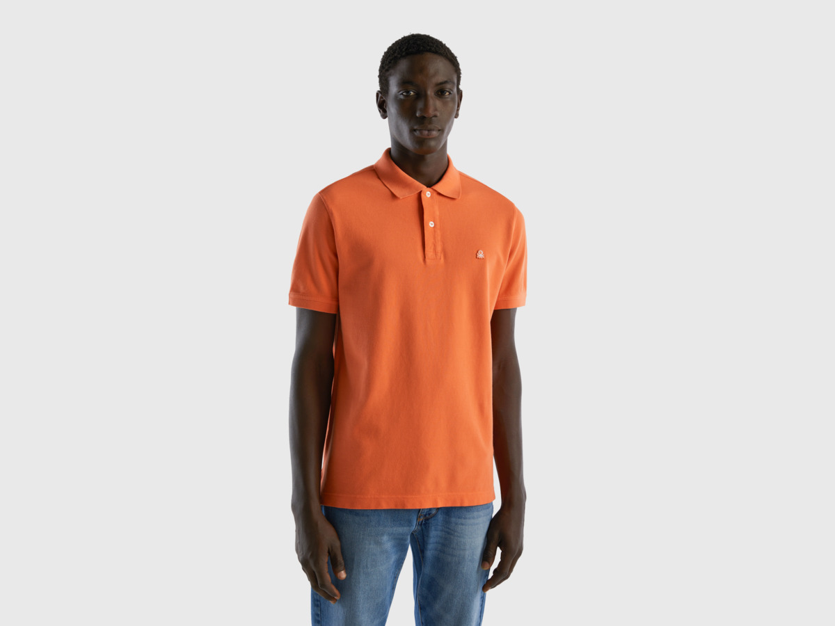 United Colors Of Polo Regular Fit In Orange Orange Male Benetton Mens POLOSHIRTS GOOFASH