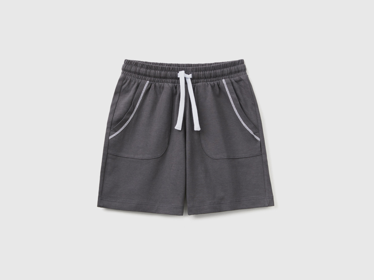 United Colors Of Regular Fit Bermudas With Tunnel Procession Black Paint Benetton Men Mens SHORTS GOOFASH