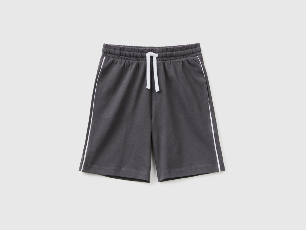United Colors Of Regular Fit Bermudas With Tunnel Train Black Male Benetton Mens SHORTS GOOFASH