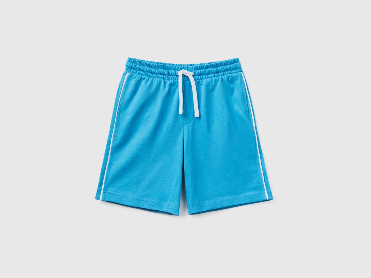 United Colors Of Regular Fit Bermudas With Tunnel Train Turquoise Male Benetton Mens SHORTS GOOFASH