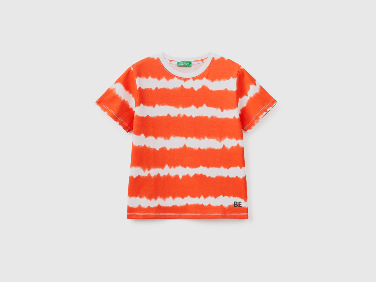 United Colors Of Regular Fit-Shirt With Batik Pattern Orange Male Benetton Mens SHIRTS GOOFASH