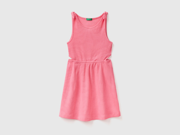 United Colors Of Ribbed Dress With Straps Pink Female Benetton Womens DRESSES GOOFASH