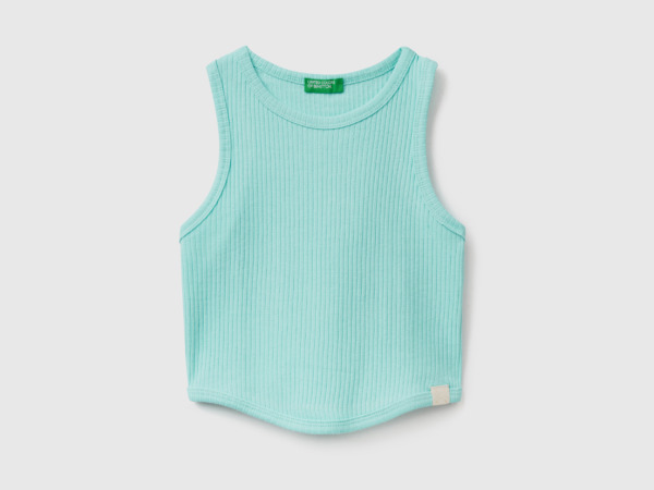 United Colors Of Ribbed Top Light Blue Female Benetton Womens TOPS GOOFASH