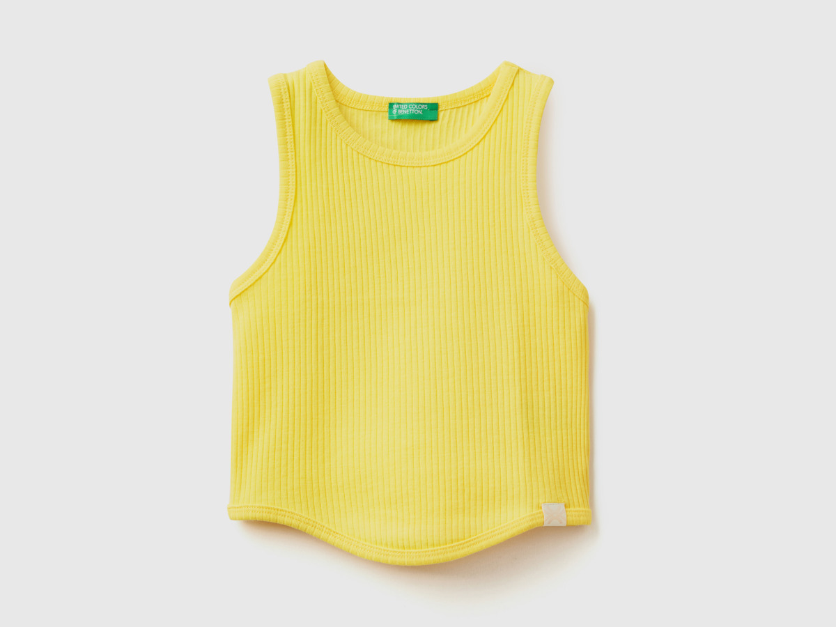 United Colors Of Ribbed Top Yellow Female Benetton Womens TOPS GOOFASH