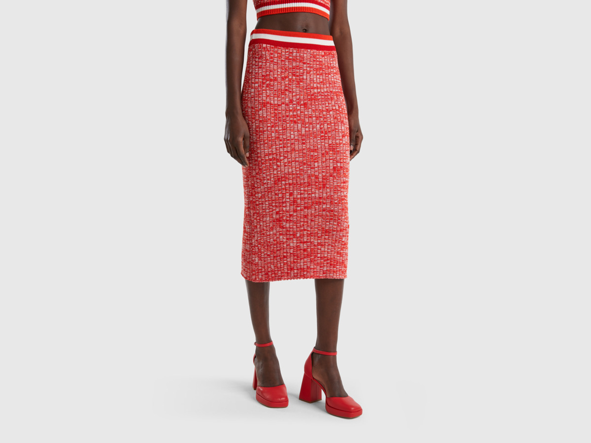 United Colors Of Rope Longuette Skirt In Red Red Female Benetton Womens SKIRTS GOOFASH