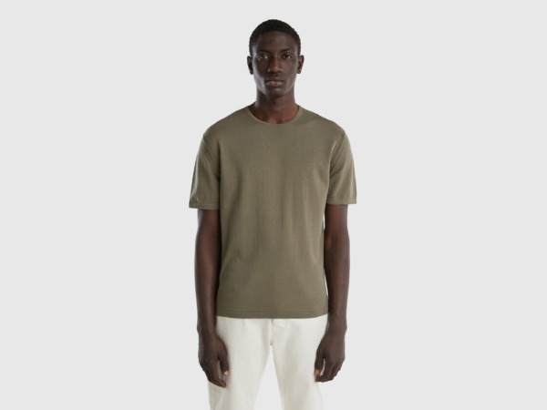 United Colors Of Rope T-Shirt Military Green Male Benetton Mens T-SHIRTS GOOFASH