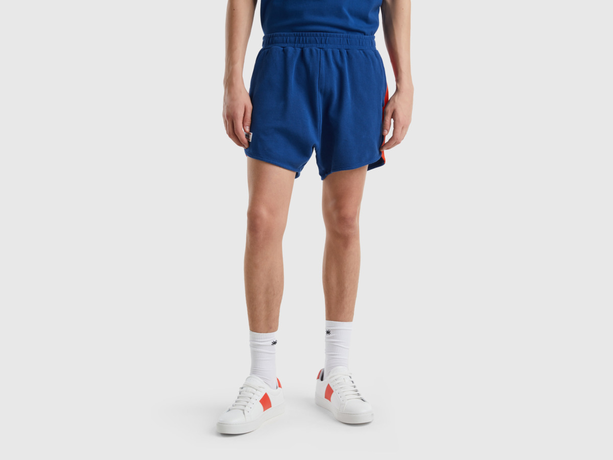 United Colors Of Runner Shorts In Dark Blue With Ribbons Blue Male Benetton Mens SHORTS GOOFASH