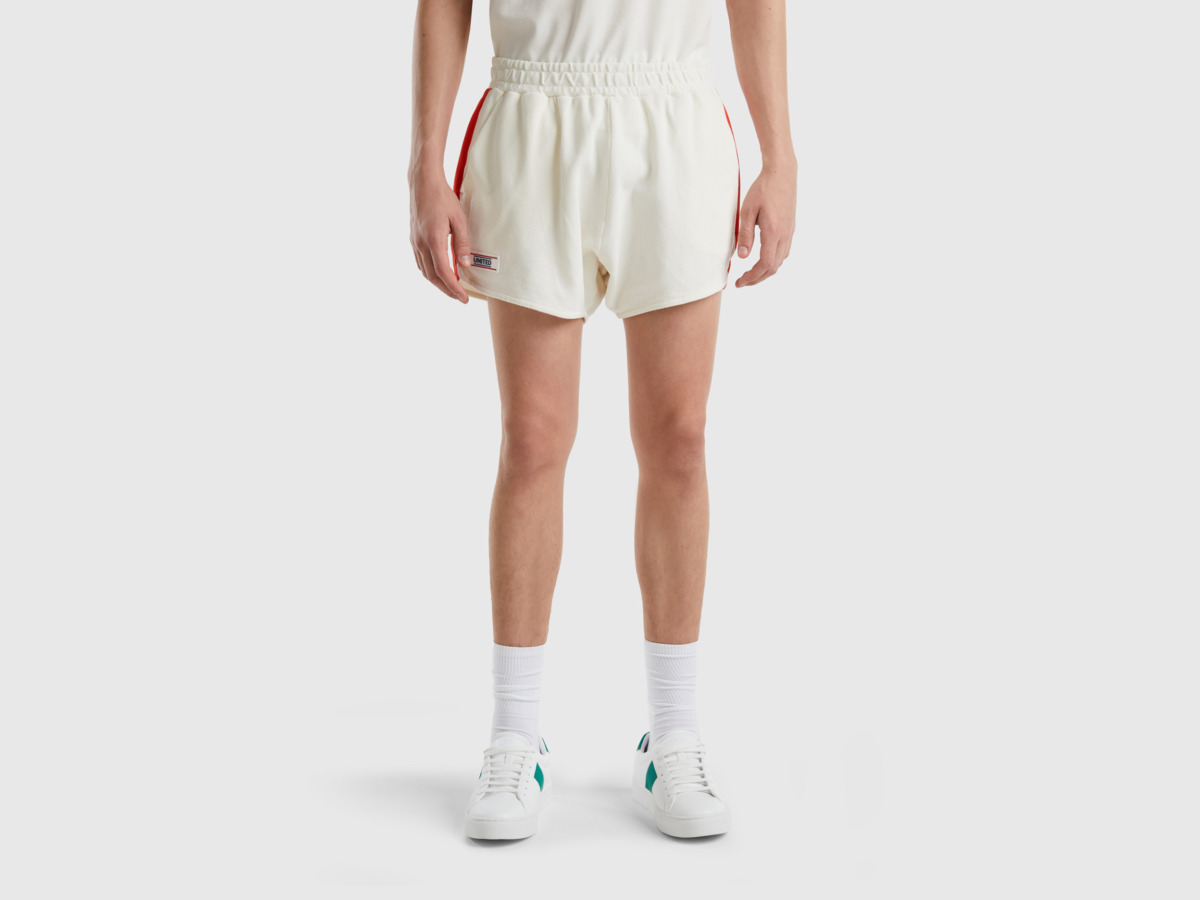 United Colors Of Runner Shorts In White With Ligaments White Male Benetton Mens SHORTS GOOFASH