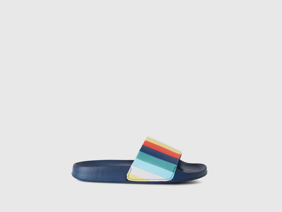 United Colors Of Sandals With Colorful Stripes Dark Blue Male Benetton Mens SANDALS GOOFASH