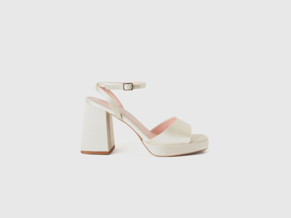United Colors Of Satin Sandals In White With Sales And Platform Sole White Female Benetton Womens SANDALS GOOFASH