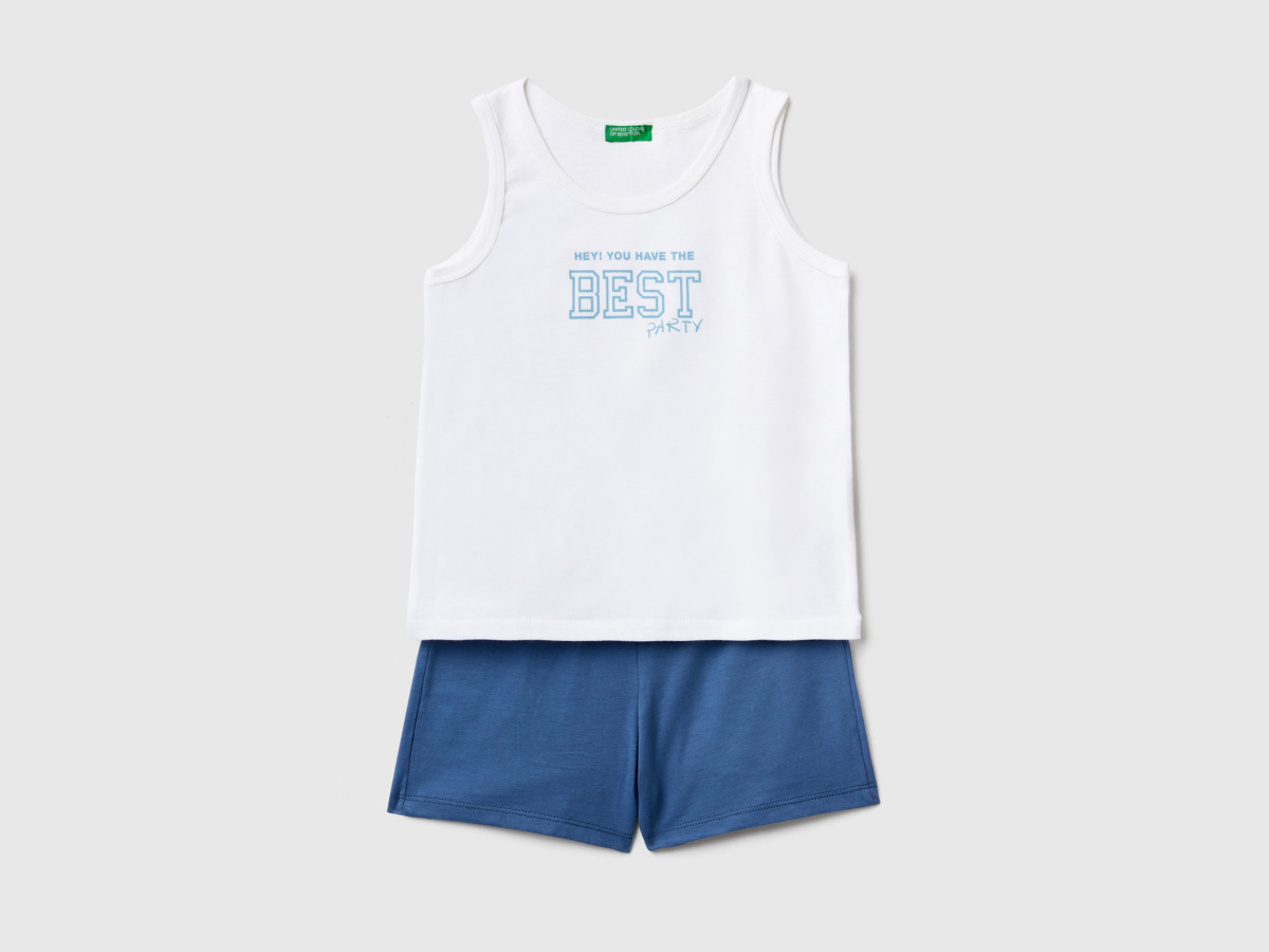 United Colors Of Set Consisting Of Top And Shorts White Male Benetton Mens SHORTS GOOFASH