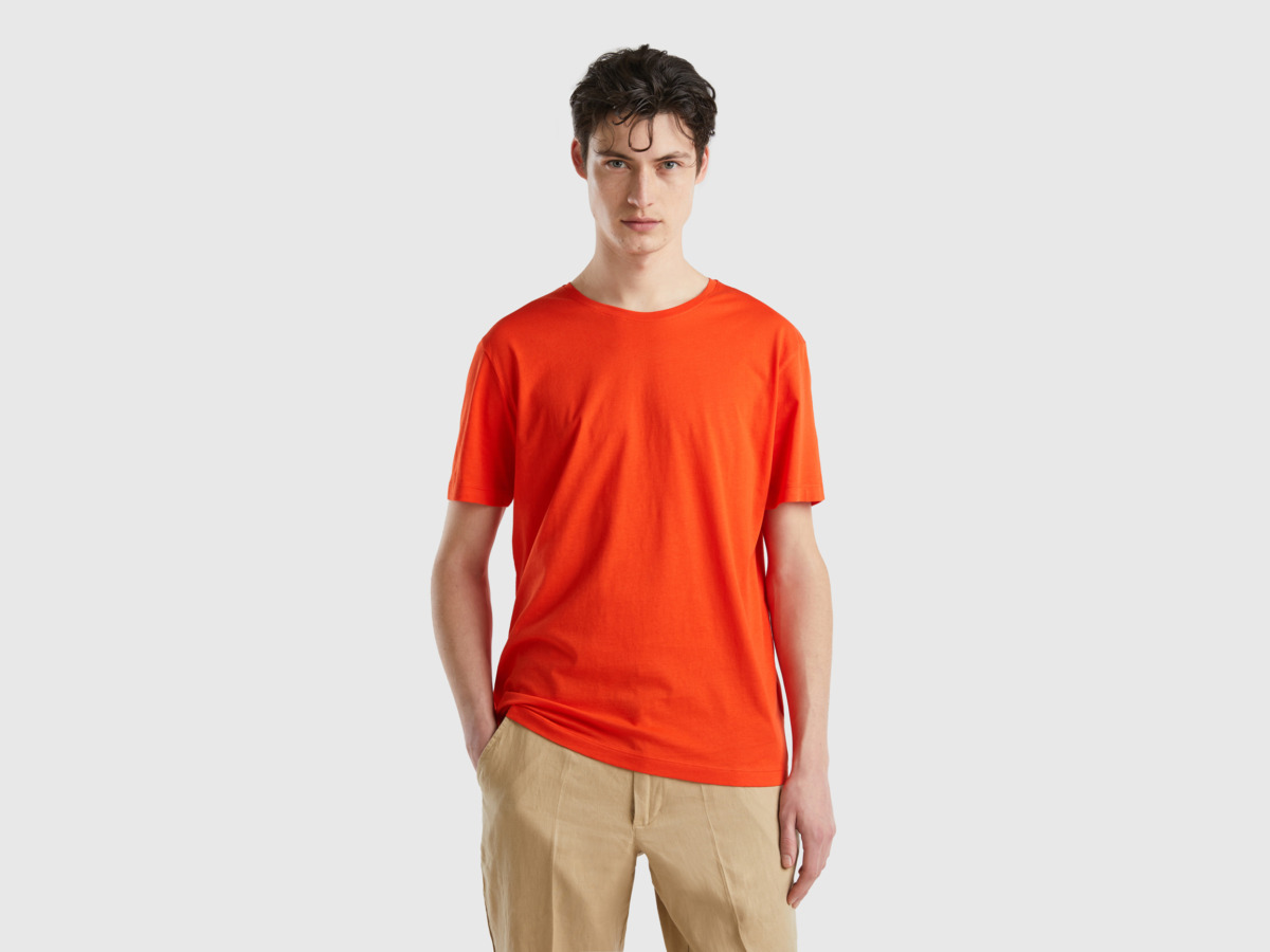 United Colors Of Shirt Made Of Light Jersey Red Paint Benetton Men Mens SHIRTS GOOFASH
