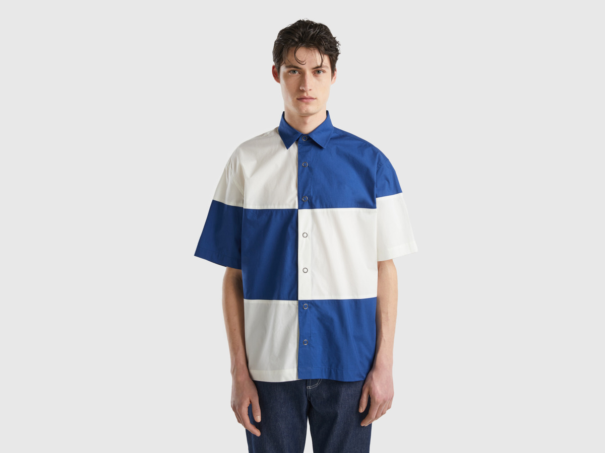 United Colors Of Shirt With Color Blocks Blue Paint Benetton Men Mens SHIRTS GOOFASH