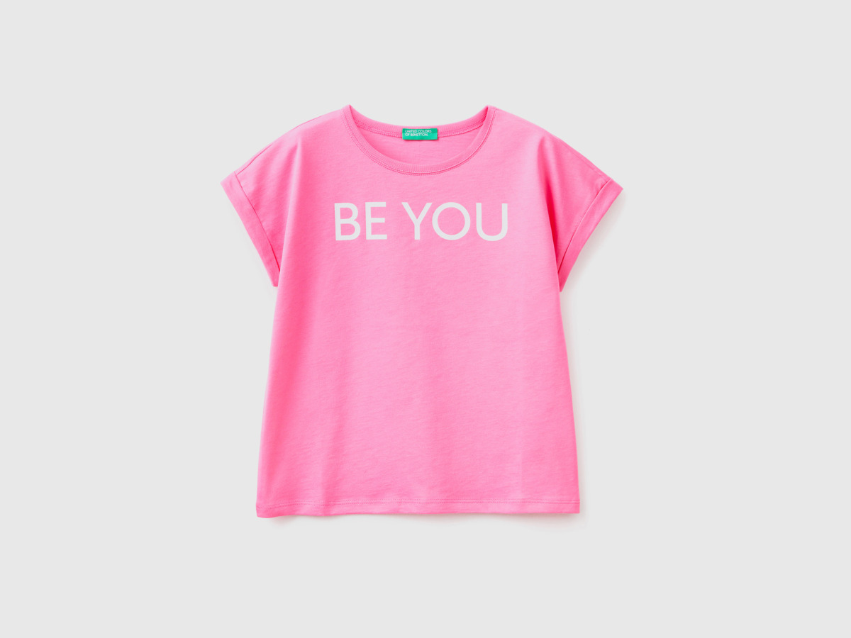 United Colors Of Shirt With Slogan Print Pink Female Benetton Womens SHIRTS GOOFASH