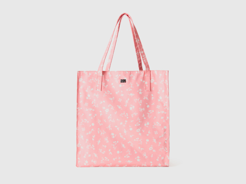 United Colors Of Shopping Bag In Pink With Pattern Os Pink Female Benetton Womens BAGS GOOFASH