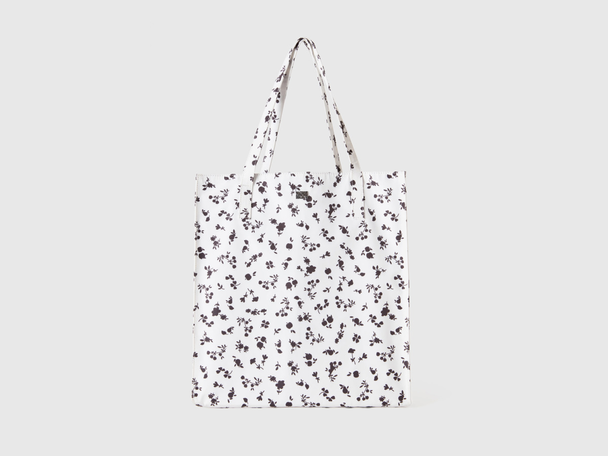 United Colors Of Shopping Bag In White With Pattern Os White Female Benetton Womens BAGS GOOFASH